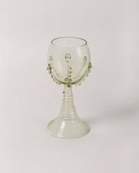 Tall Green Ribbed Goblet