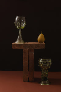 Tall Green Ribbed Goblet